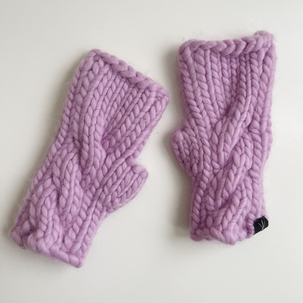 Hand Knit Fingerless Gloves in Pink - The Beacon Mitts from Third Piece